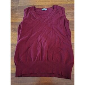 New W/Tags Cielo Women's Sz.Large Burgundy Sweater Vest V neck Preppy Minimalist